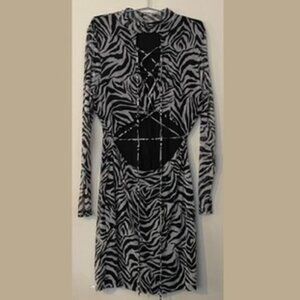 NWOT 1X Fashion Nova Brandy Mesh Zebra Print Mini Club Dress